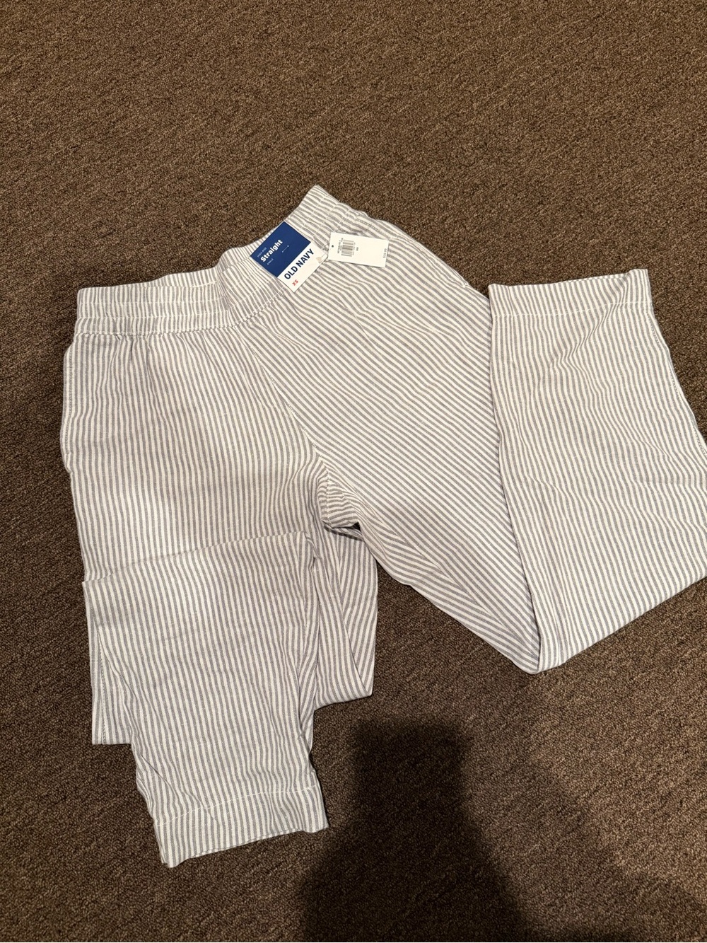 Old Navy White and Gray Striped Jogger Pants